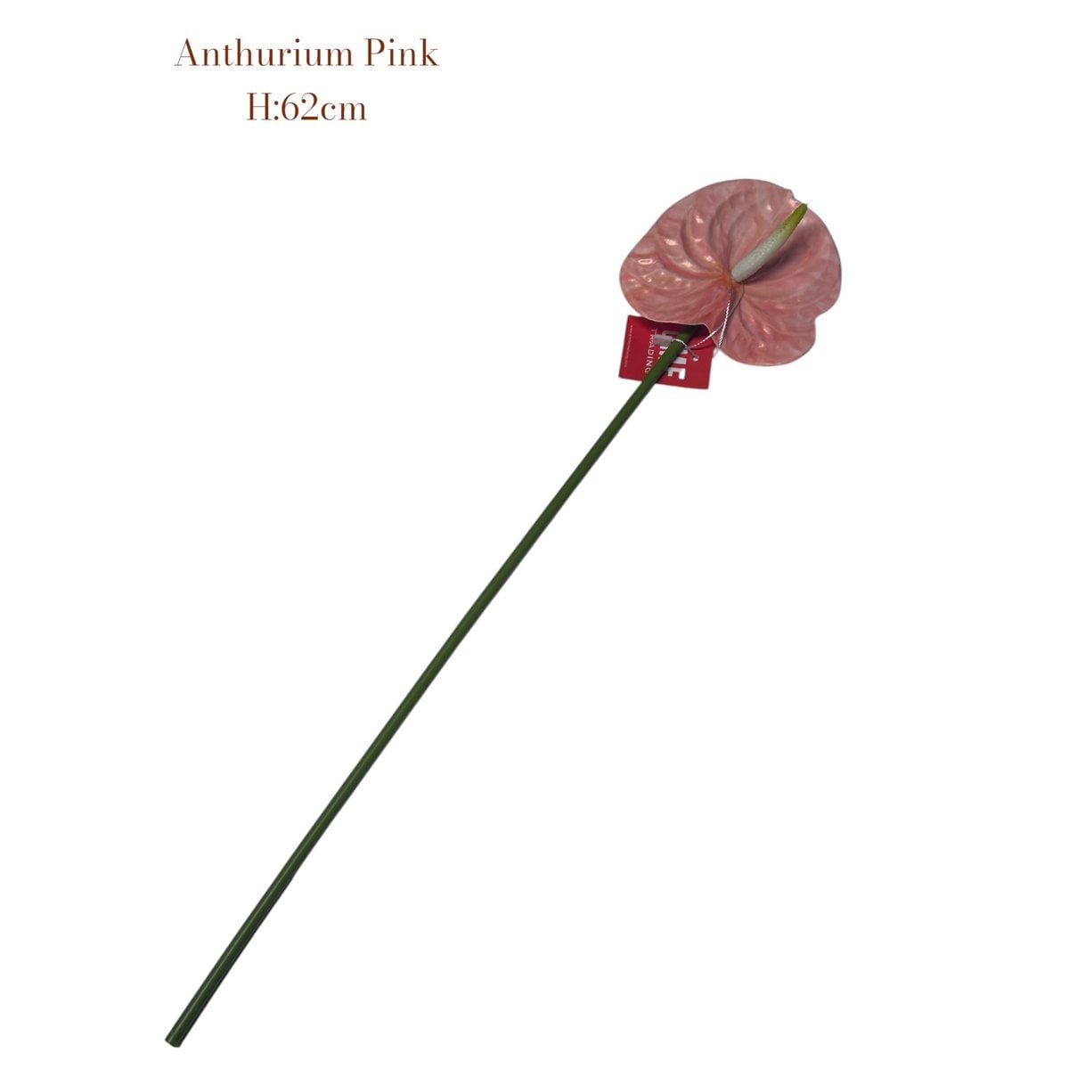 Zijden kunstbloem Anthurium pink roze - 62 cm