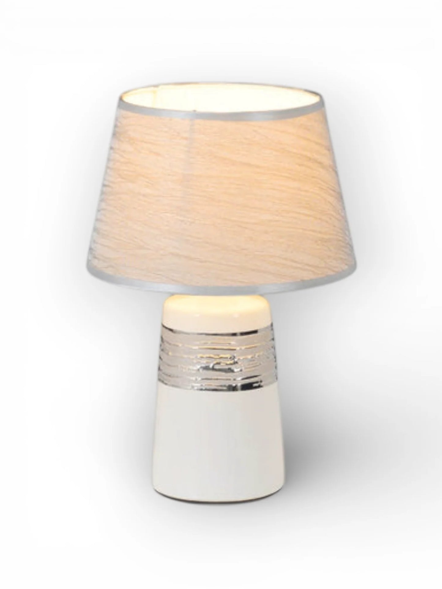 Keramische Tafellamp Vittoria Wit/Zilver - 31 cm