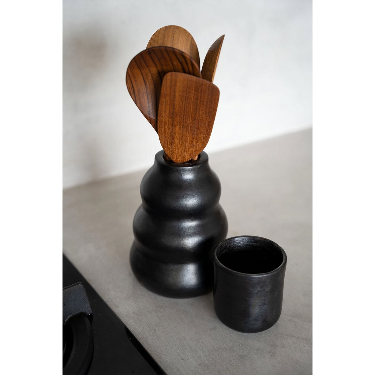 Terracotta beker Verbrand zwart