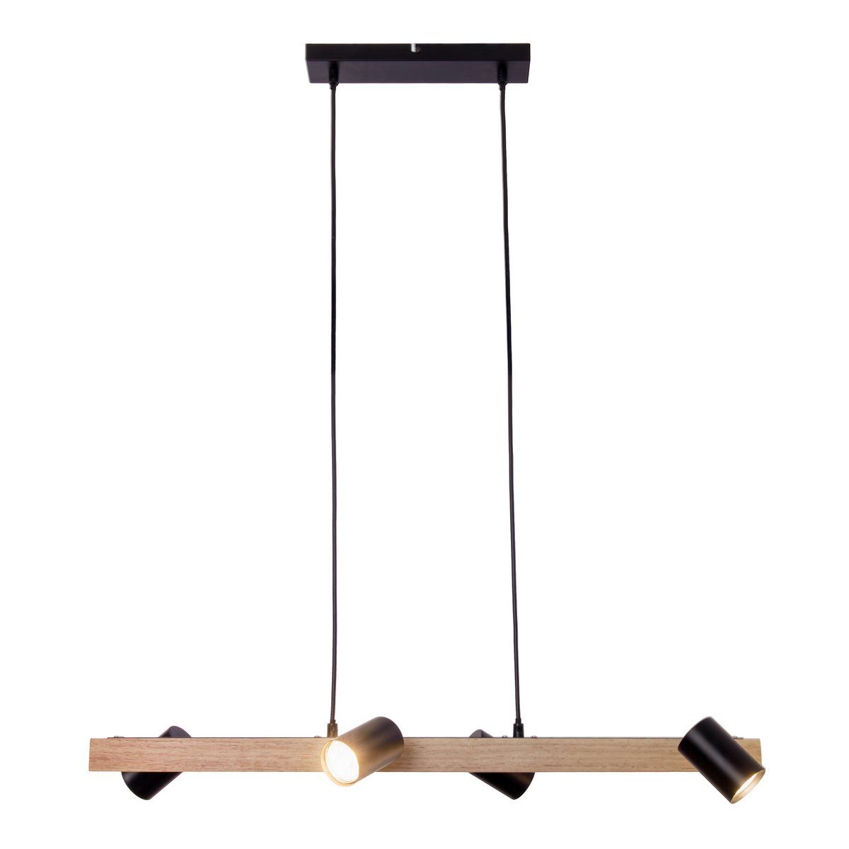 Hanglamp Frida 4-Lichts Zwart/Hout - 80 cm (GU10)