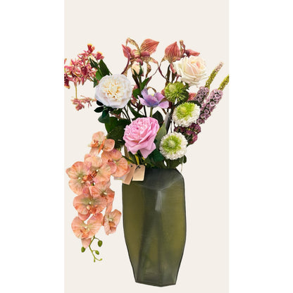 Zijden kunstbloem Hand touch rose rood - 65 cm