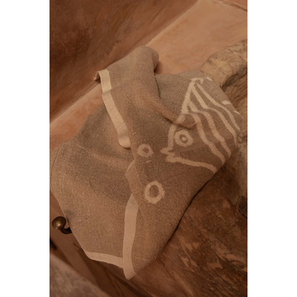 Linnen keukenhanddoek Vispatroon naturel wit - 50x70 cm