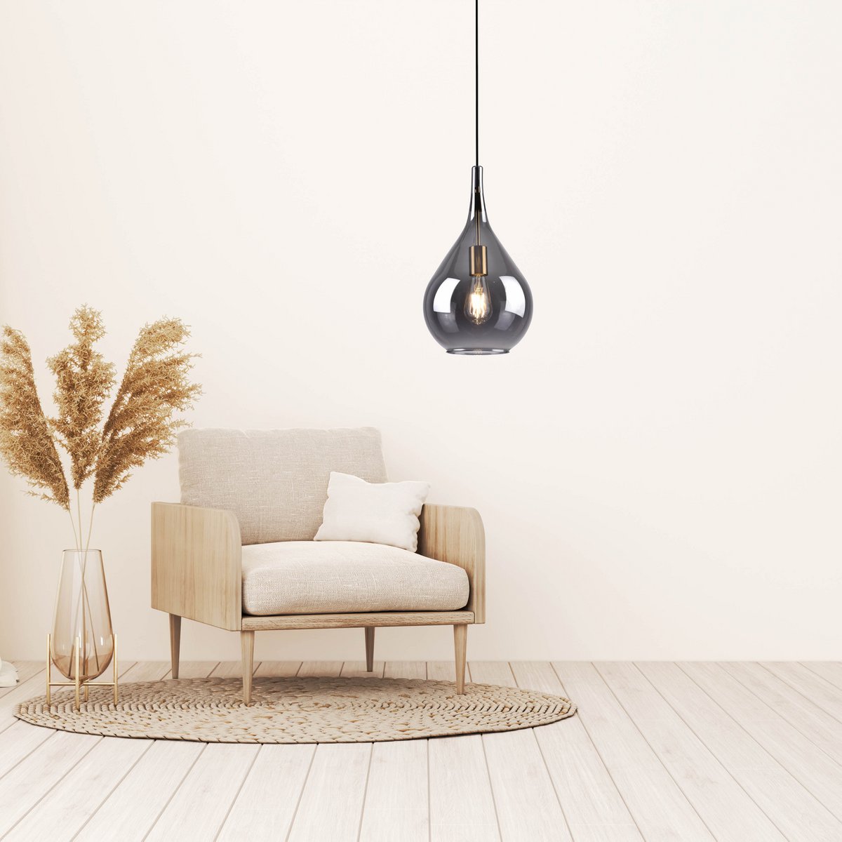 Hanglamp Gota Rookglas - Ø 25 cm (E27)