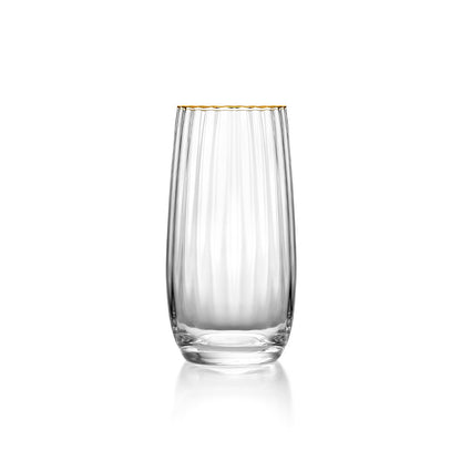 Glazen longdrinkglas Golden rim highball natuurlijk goud