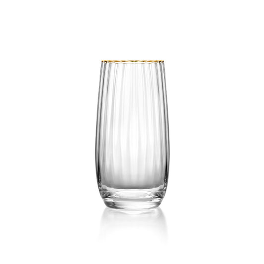 Glazen longdrinkglas Golden rim highball natuurlijk goud