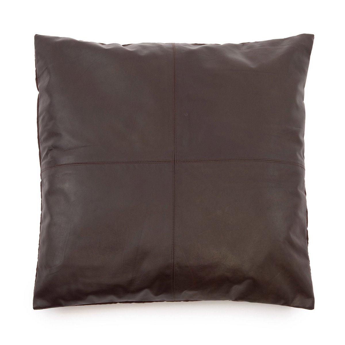Leren kussenhoes Vierpanelen choco - 60 cm