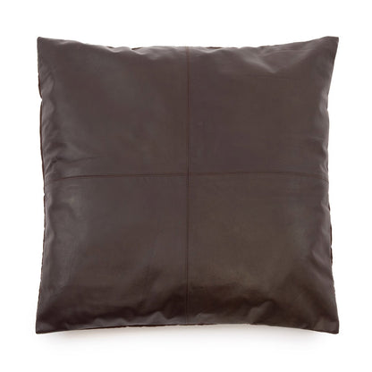 Leren kussenhoes Vierpanelen choco - 60 cm