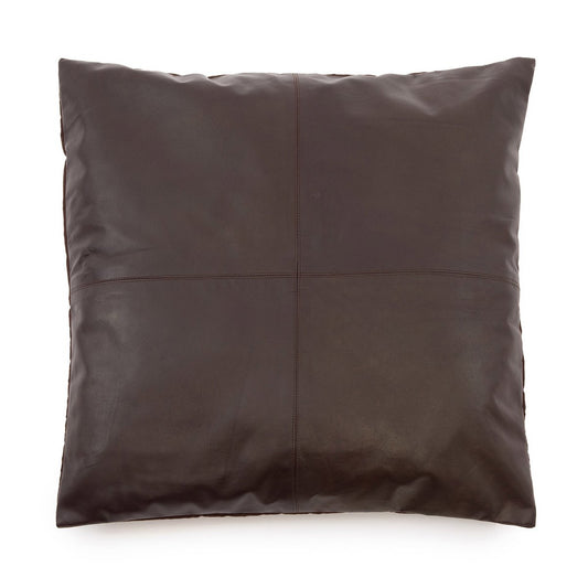 Leren kussenhoes Vierpanelen choco - 60 cm