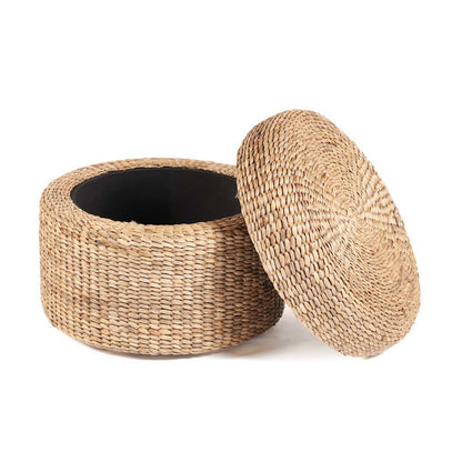 Rieten opbergpoef Circle naturel