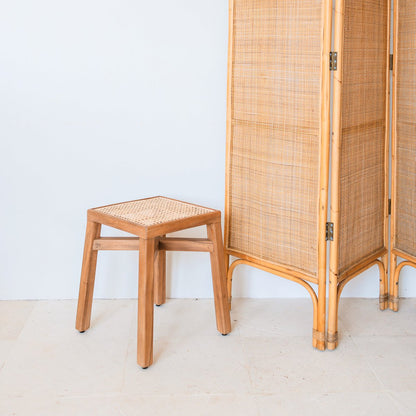 Kruk Subang Regenboomhout/Rotan Vierkant