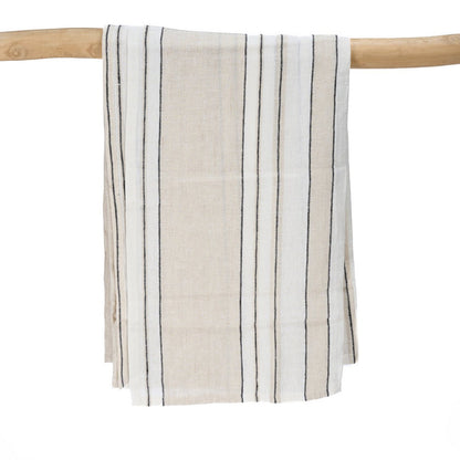 Linnen tafelkleed Provence naturel zwart wit - 150x300