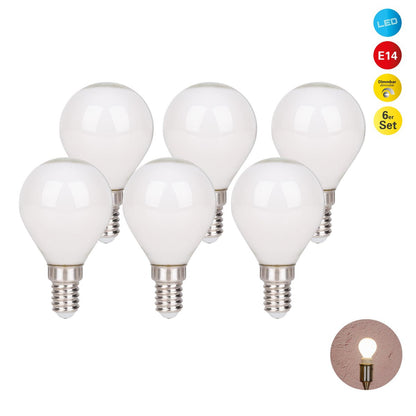 LED-lampenset Peervorm (6-delig) - E14, 4W, Opaalglas