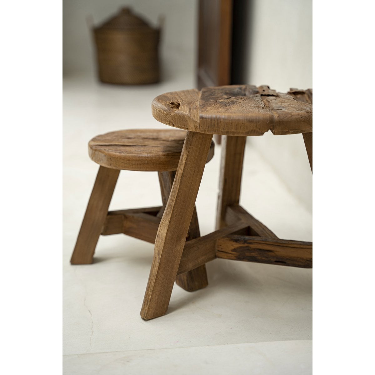 Teakhouten kruk Yatai naturel