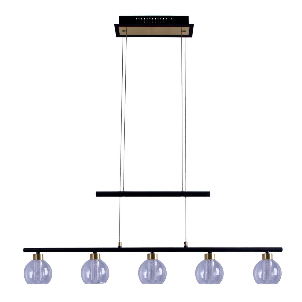 LED Hanglamp Messing/Zwart Glas - 90 cm