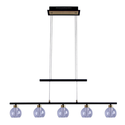 LED Hanglamp Messing/Zwart Glas - 90 cm