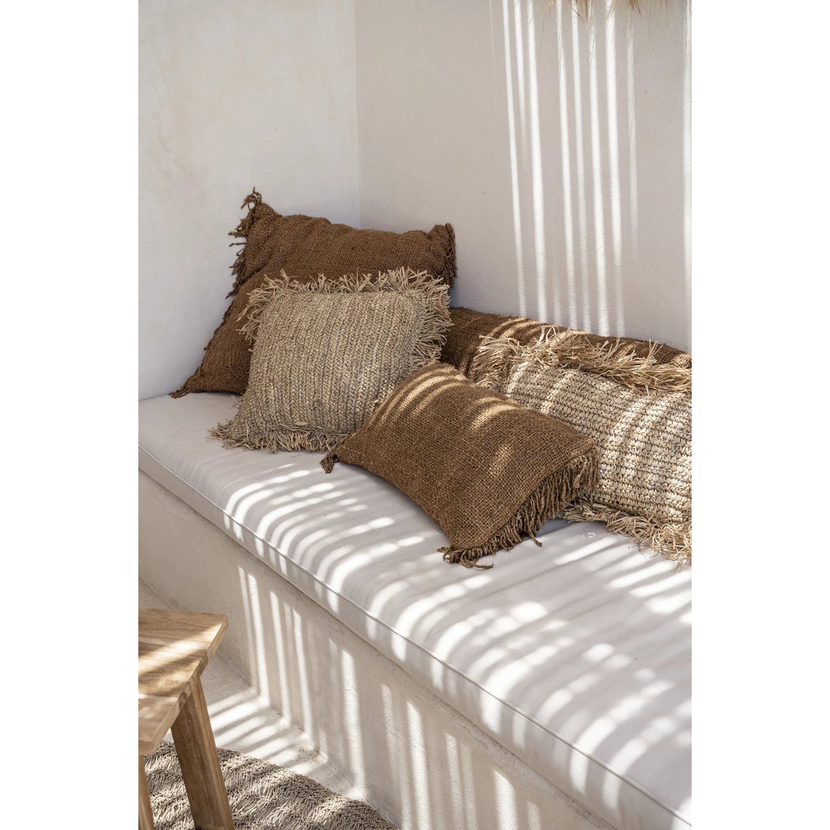 Raffia kussenhoes Vierkant naturel - 40 cm