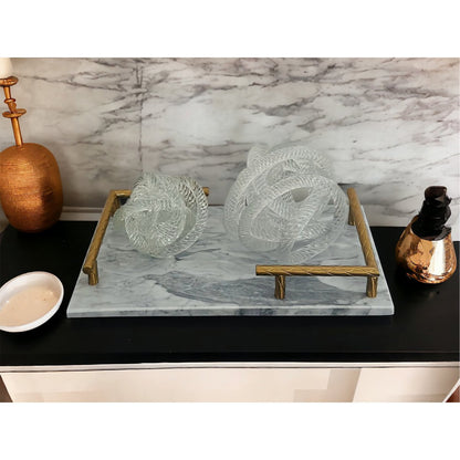 Geknoopte glazen sculptuur M transparant - 15 cm