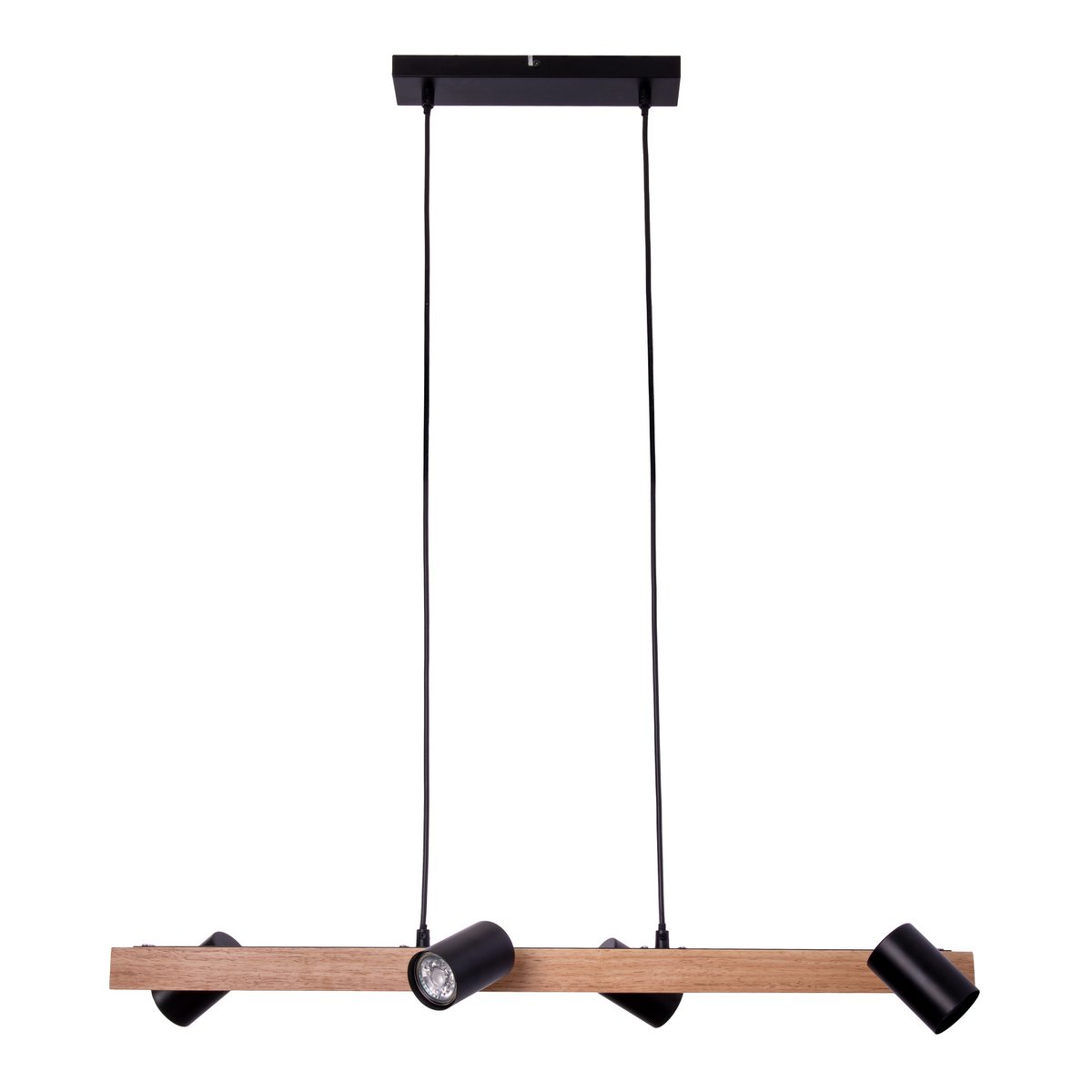 Hanglamp Frida 4-Lichts Zwart/Hout - 80 cm (GU10)