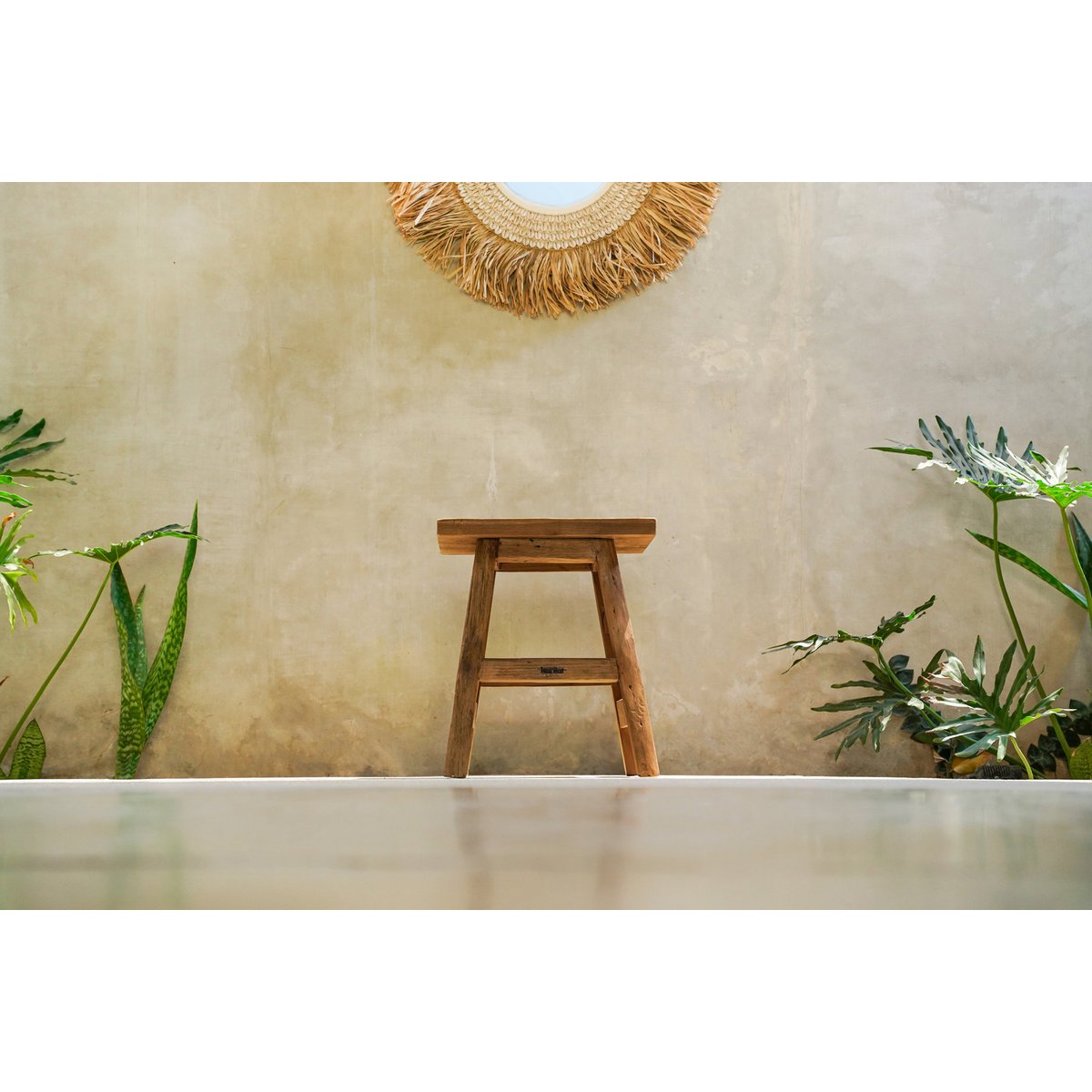 Teakhouten kruk Yoke naturel - L