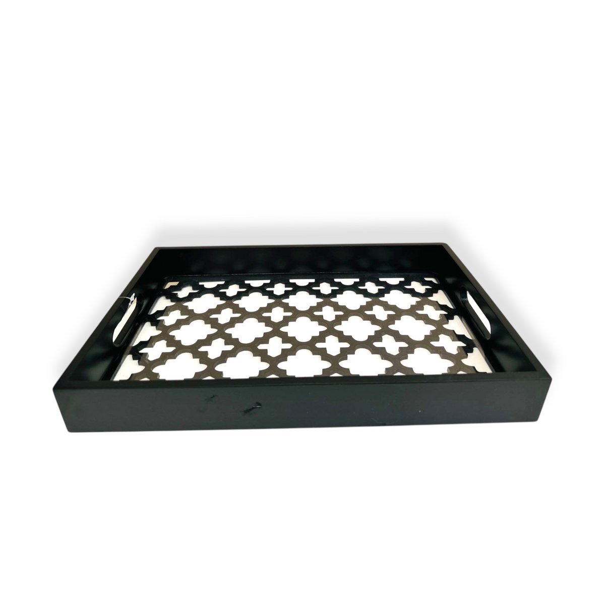 Houten glazen dienblad zwart