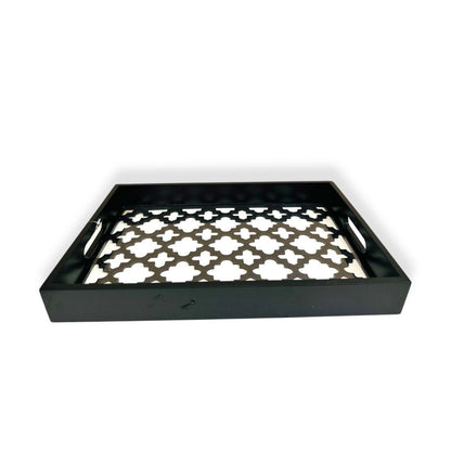 Houten glazen dienblad zwart