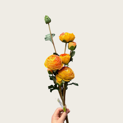 Kunstbloemen boeket Ranonkels orange - 55 cm