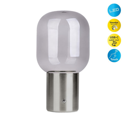 Snoerloze Tafellamp Albero Chroom/Glas - 25 cm (Touch)