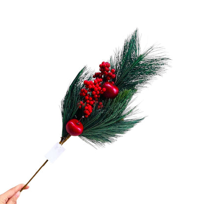 Zijden kunstbloem Appel kerstbloemcombinatie rood/groen