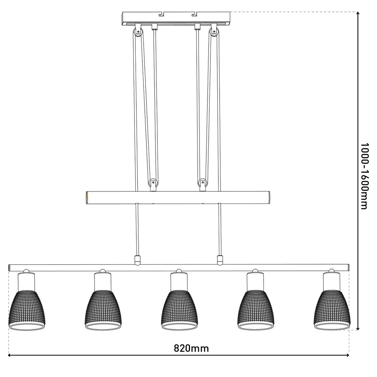 5er spot hanger lamp "lindita" exclusief illuminant - OutHome