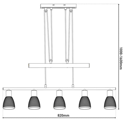 5er spot hanger lamp "lindita" exclusief illuminant - OutHome