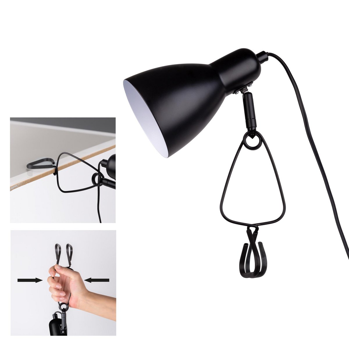 Klemlamp Mara Mat Zwart - 28 cm (E14)