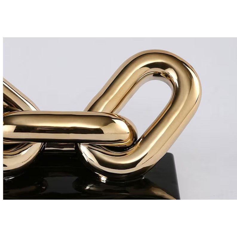 Keramiek sculptuur Art 4 schakel goud/zwart