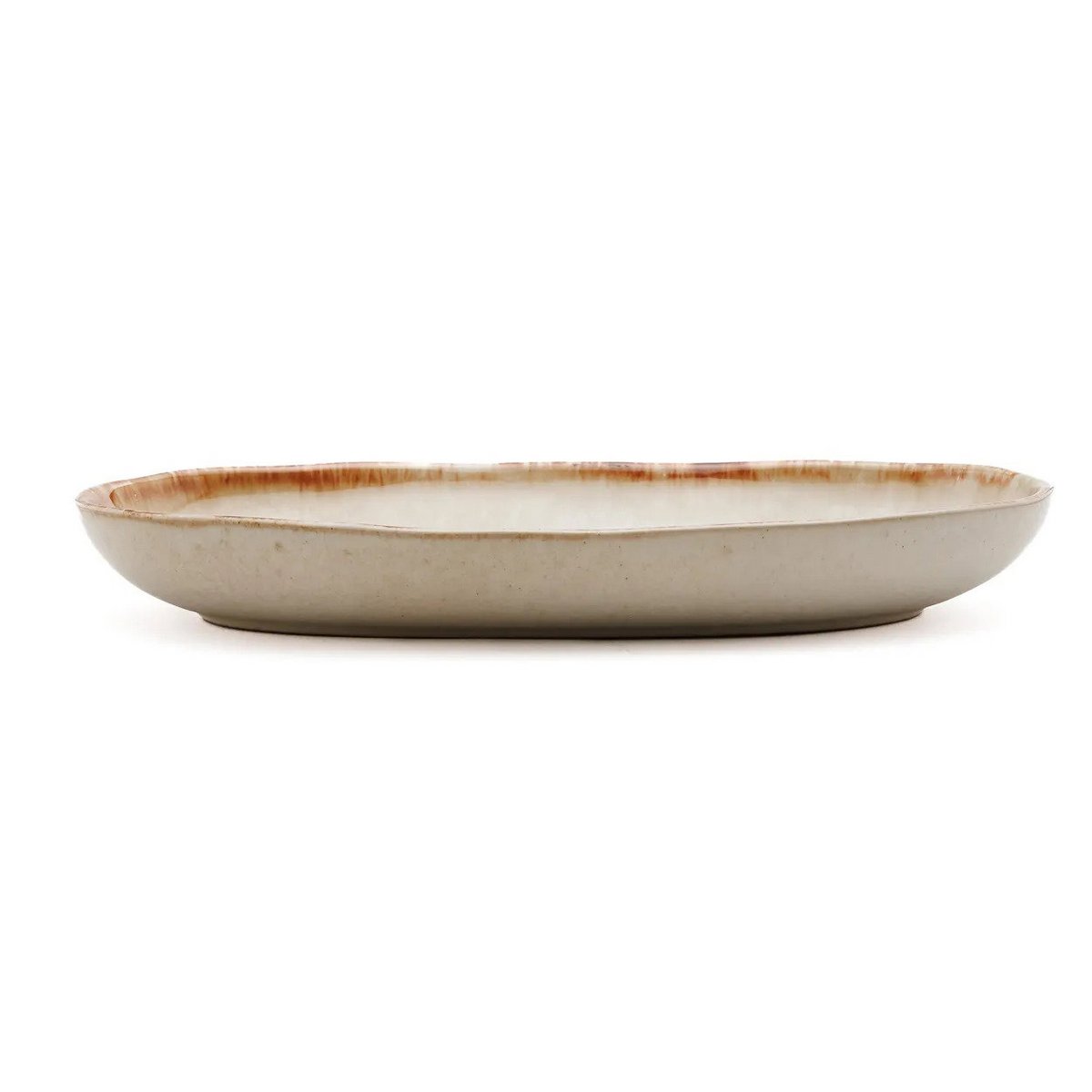 Porseleinen ovale bord Cascais bruin - M
