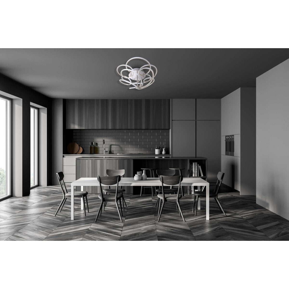 LED Plafondlamp Rizado Nikkel/Satijn - Ø 57 cm