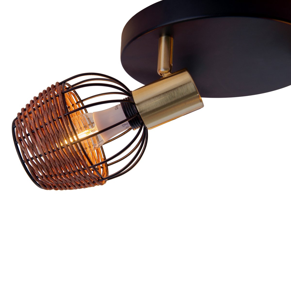 Plafondlamp Corbis 3-Lichts Zwart/Rotan - Ø 38 cm (E14)