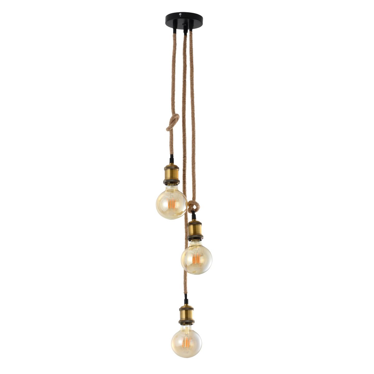 Hanglamp Ontario 3 - Lichts Oud Messing/Jute (E27) - OutHome