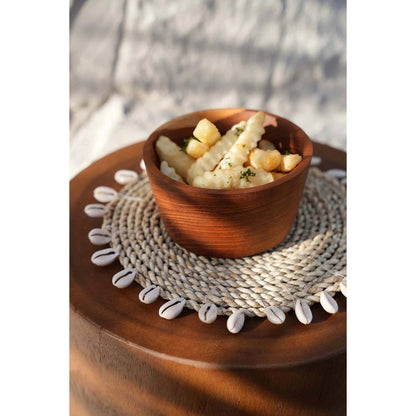 Teak schaal Popcorn naturel