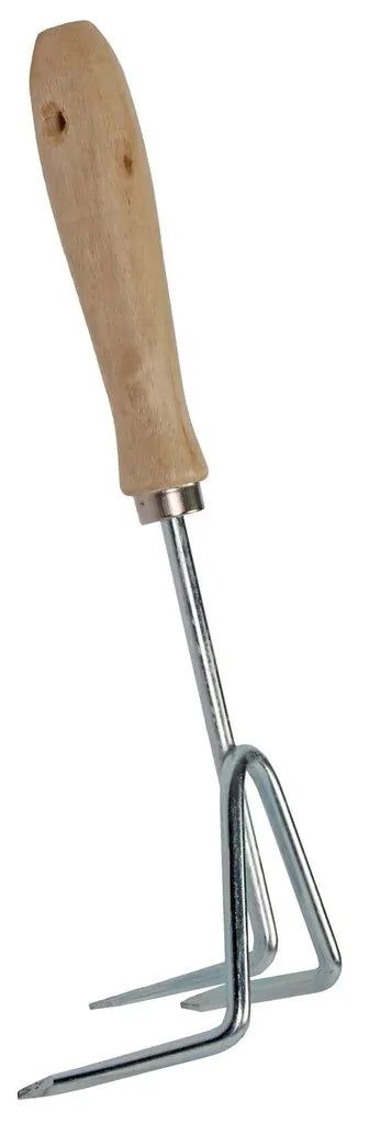 Handcultivator - Driedelig - Gegalvaniseerd staal - Houten handvat