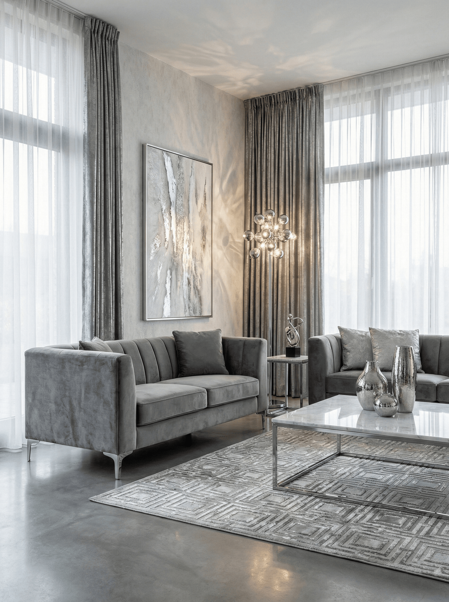Design Vloerlamp "Supernova" – Chroom & Glas - OutHome
