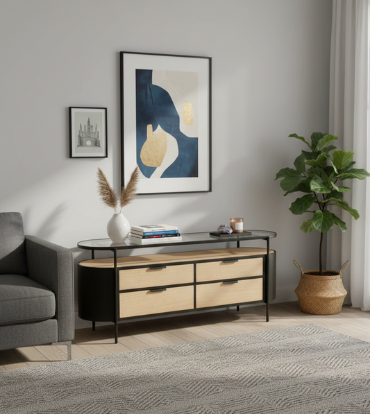 Dressoir - Tv-meubel Ivy ijzer Naturel/Zwart