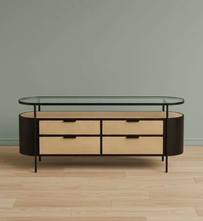 Dressoir - Tv - meubel Ivy ijzer Naturel/Zwart - OutHome