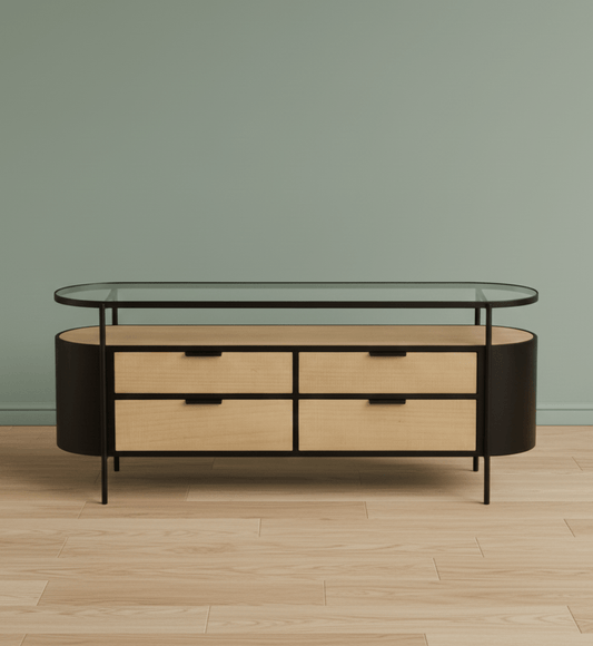 Dressoir - Tv - meubel Ivy ijzer Naturel/Zwart - OutHome