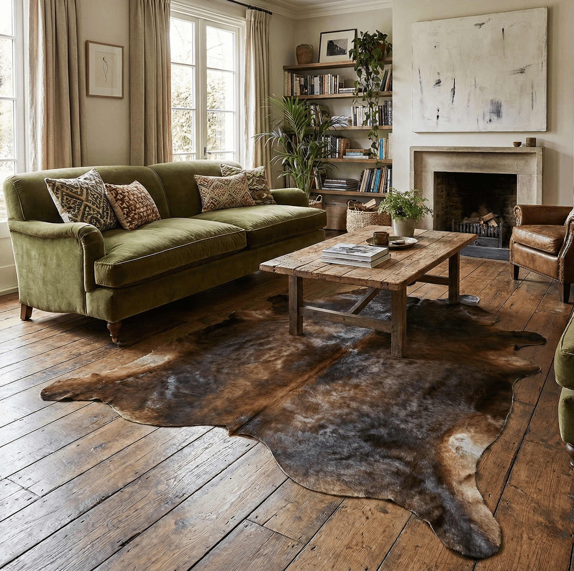 Koeienvel vloerkleed - Leer - Cognac - OutHome