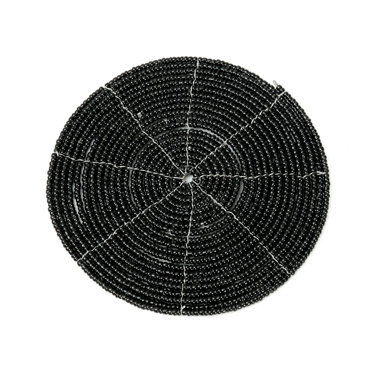 Kralen onderzetter Beaded zwart - 10 cm