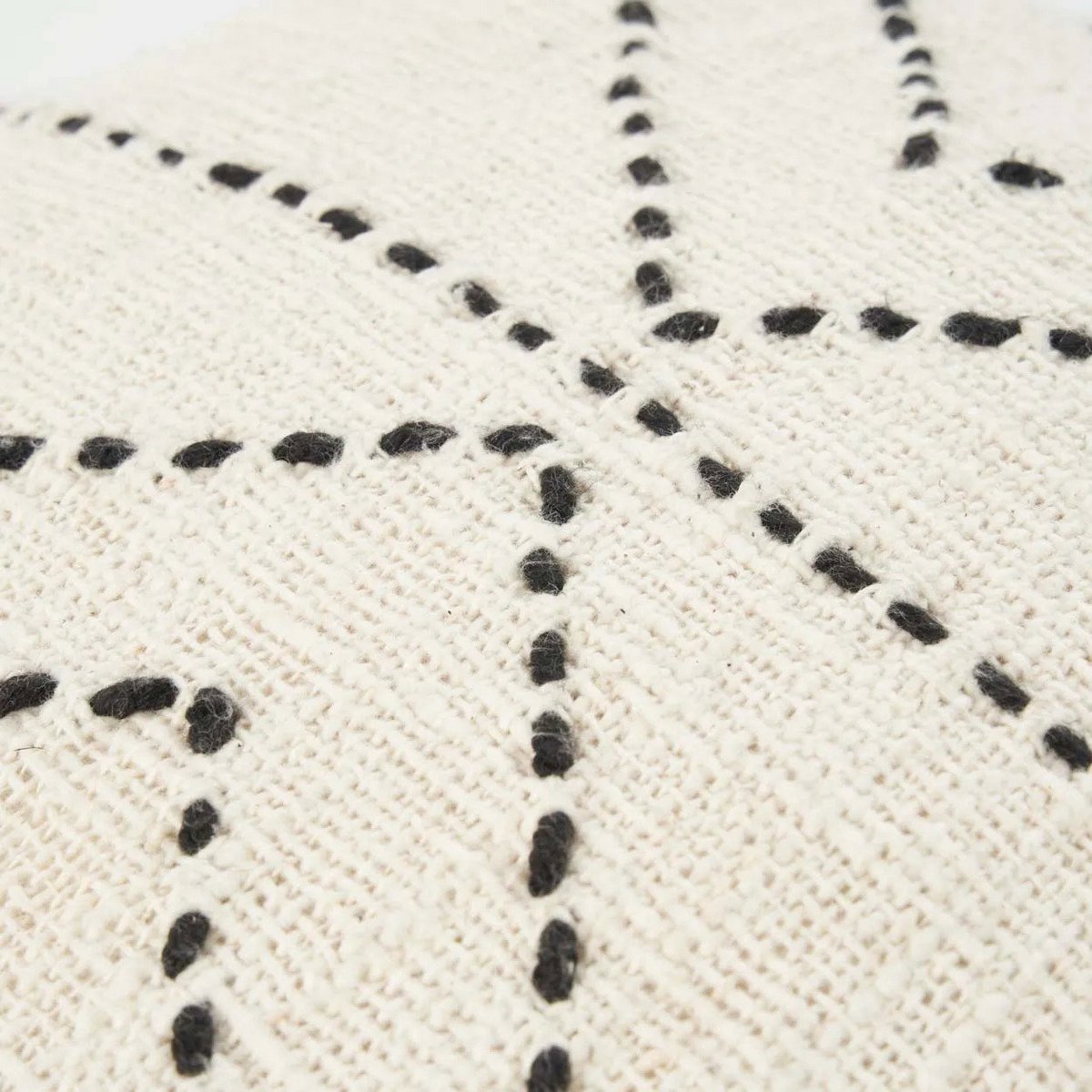 Raffia kussenhoes Tribal natuurlijk zwart