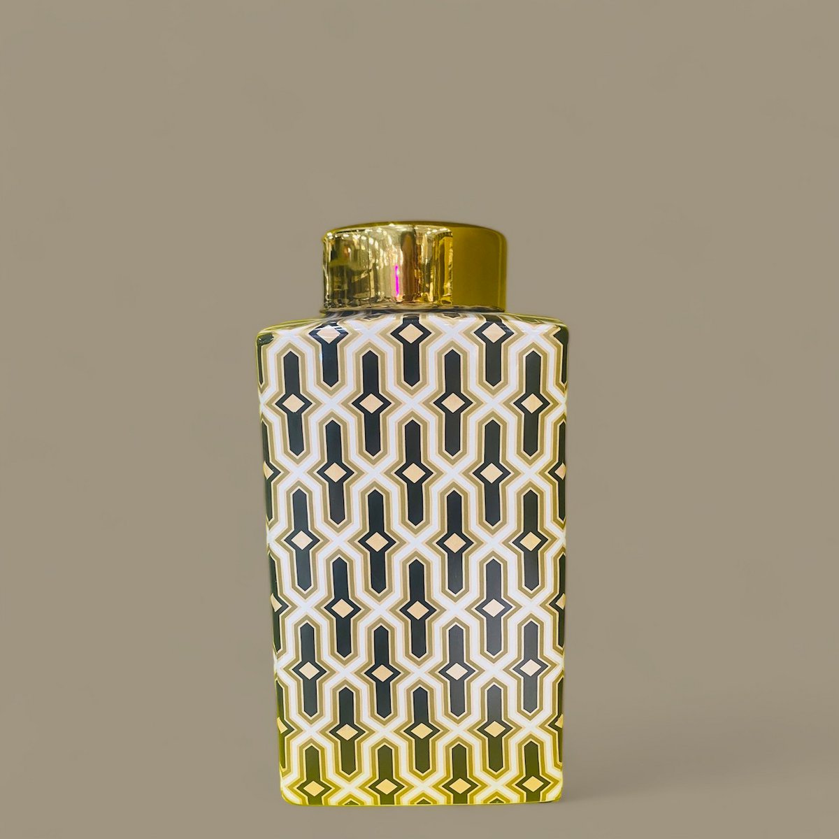 Porseleinen doolhofvaas zwart/goud - 27 cm