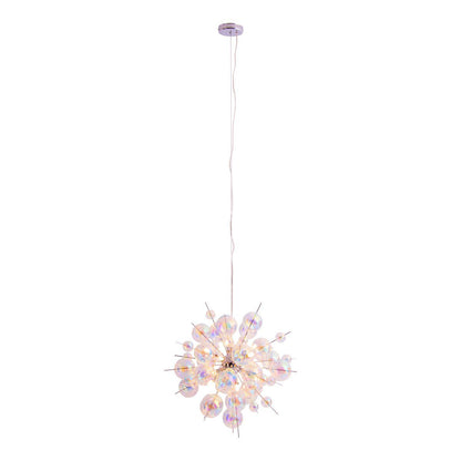 Hanger lamp "explosie" gemaakt van metaal - en irisglas, G9 - frames, hangende lamp voor eetkamer, woonkamer, hal of kantoor, Øca. 65 cm - OutHome