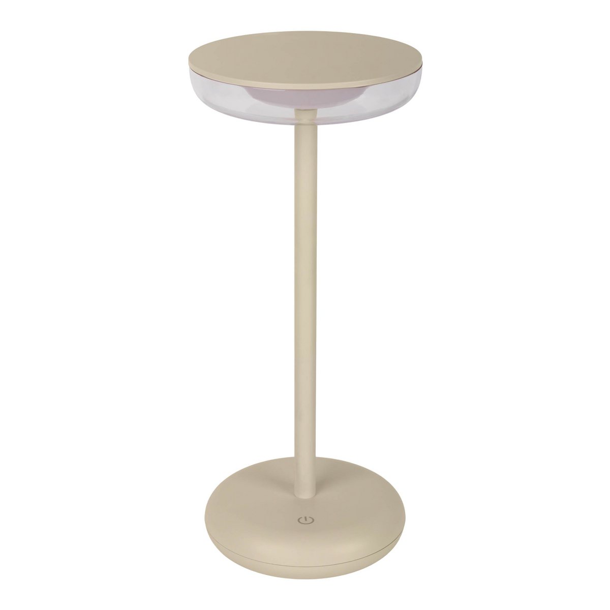 Noteloze tabletlicht "Pasi" voor buiten en binnen, gemaakt van metaal en plastic in beige, dimable, met aanraking en geheugenfunctie, ca. 26 cm hoog - OutHome