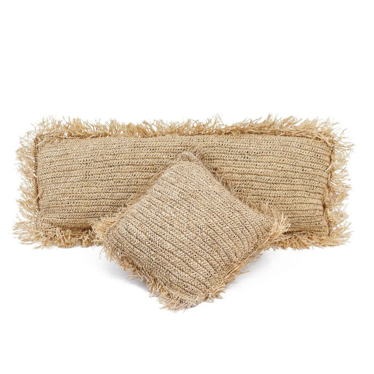 Raffia kussenhoes Rechthoekig naturel - 35x100 cm