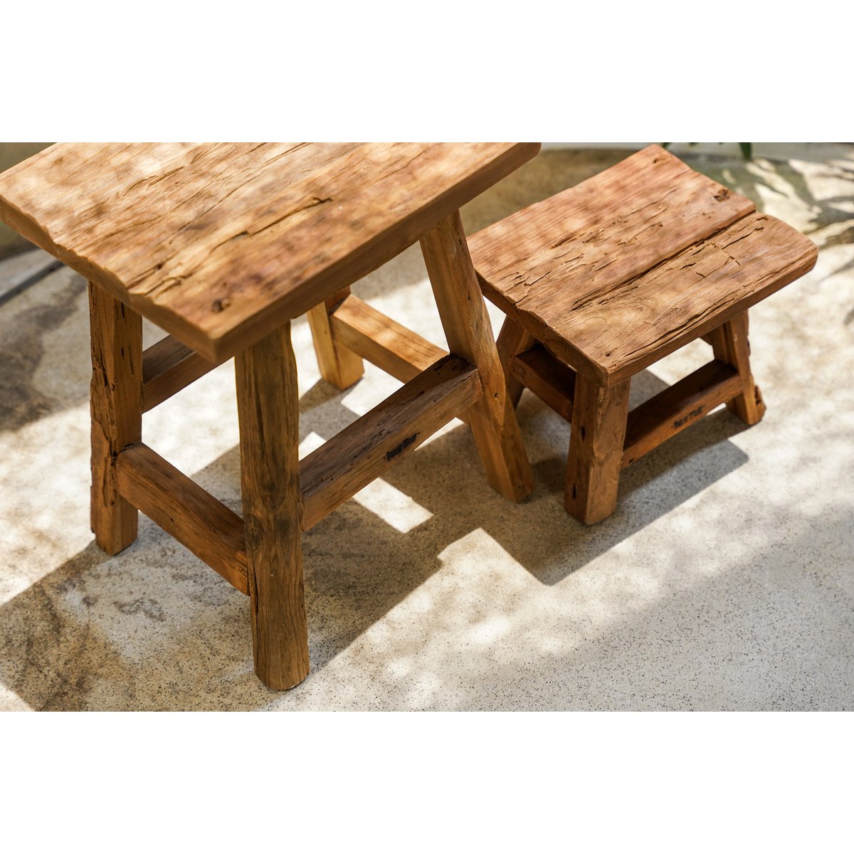 Teakhouten kruk Yoke naturel - S